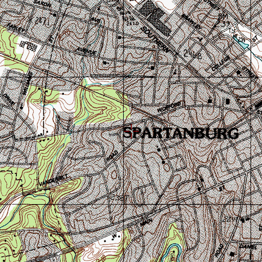 Topographic Map of Hub City Courts, SC