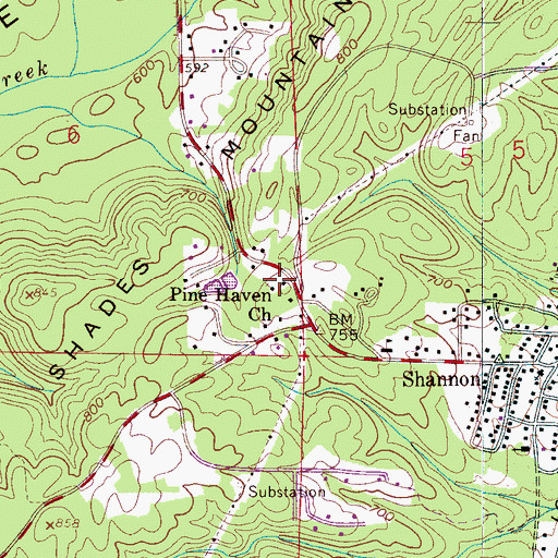 Topographic Map of Pine Haven Church, AL