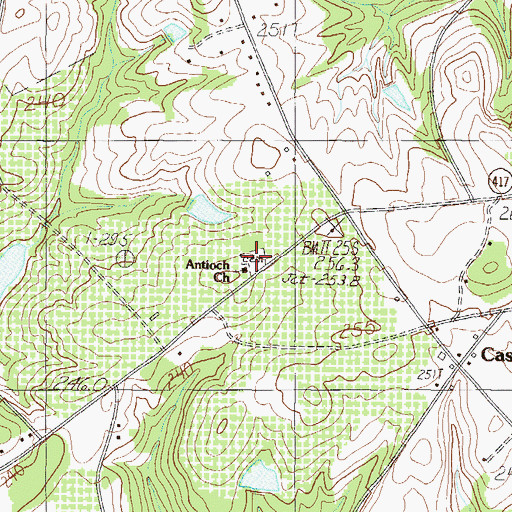 Topographic Map of Antioch Cemetery, SC
