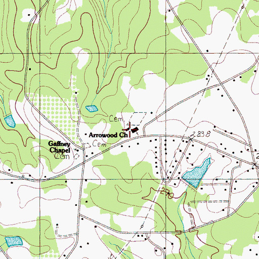 Topographic Map of Arrow Wood School (historical), SC