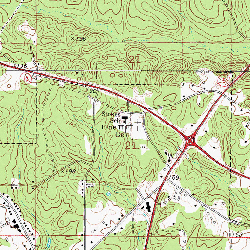 Topographic Map of Pine Hill Cemetery, AL