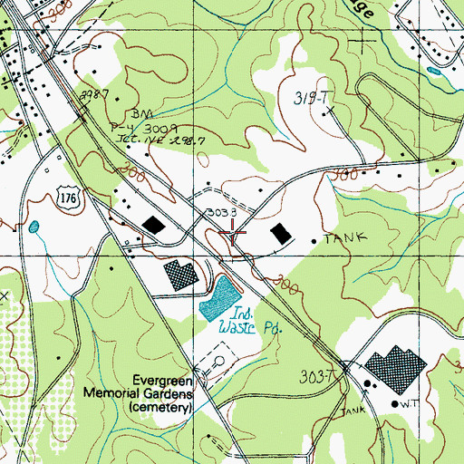 Topographic Map of Bennetts, SC