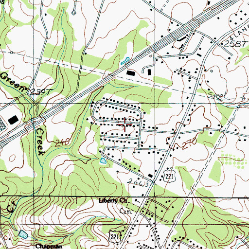 Topographic Map of Beverly Woods, SC