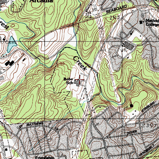Topographic Map of Jesse S Bobo Elementary School, SC
