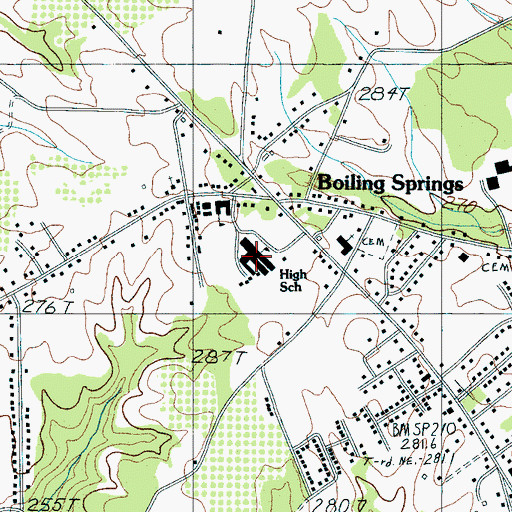 Topographic Map of Boiling Springs Elementary School, SC