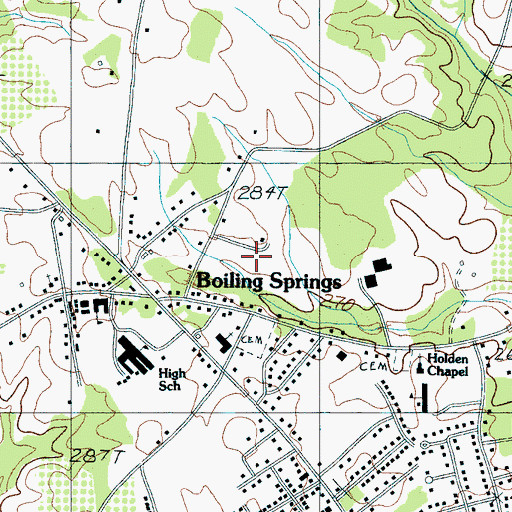 Topographic Map of Boiling Springs High School, SC