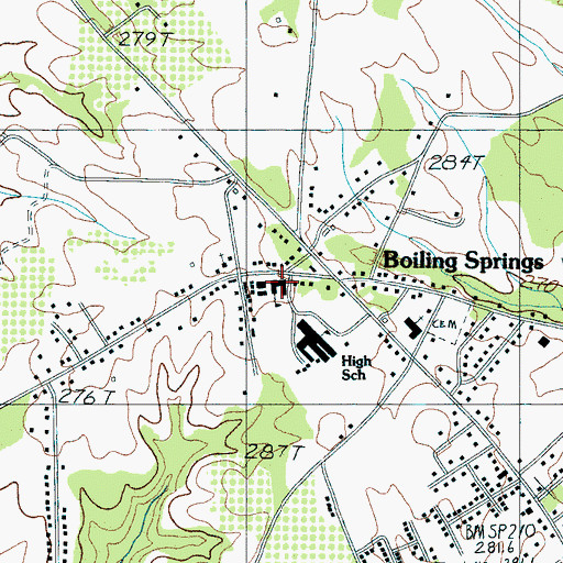 Topographic Map of Boiling Springs Junior High School, SC
