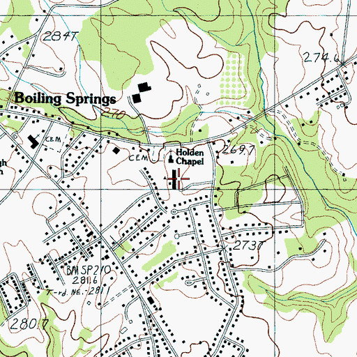 Topographic Map of Boiling Springs Middle School, SC