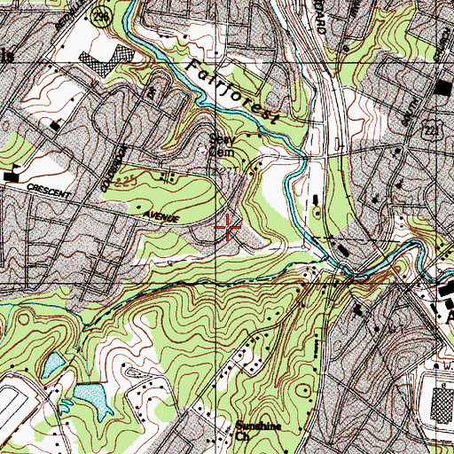 Topographic Map of Branyon Heights, SC