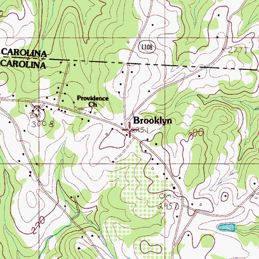 Topographic Map of Brooklyn, SC