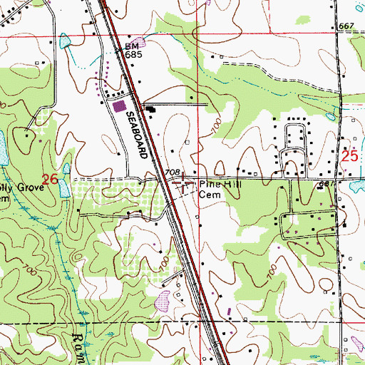 Topographic Map of Pine Hill Cemetery, AL
