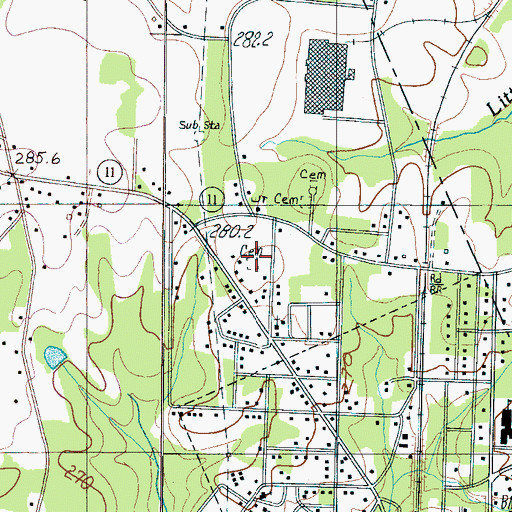 Topographic Map of Burke Cemetery, SC