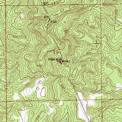 Topographic Map of Pine Hill Church, AL
