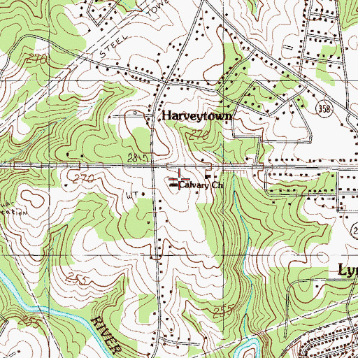 Topographic Map of Calvary Church, SC