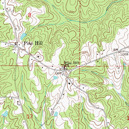 Topographic Map of Pine Hill Church, AL