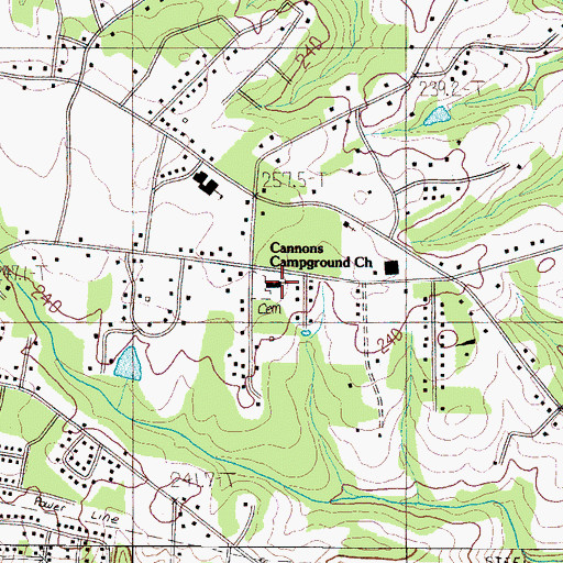 Topographic Map of Cannons Campground Church, SC