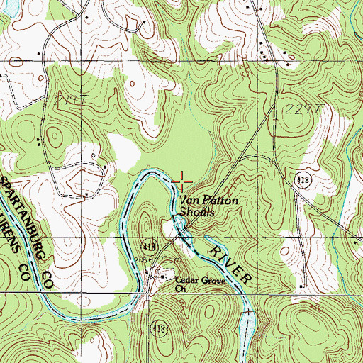 Topographic Map of Cantrills Mill (historical), SC