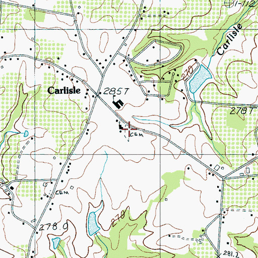 Topographic Map of Carlisle Wesleyan Church Graveyard, SC