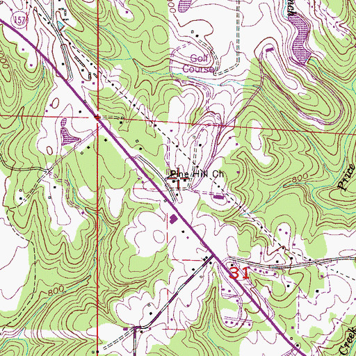 Topographic Map of Pine Hill Methodist Church, AL