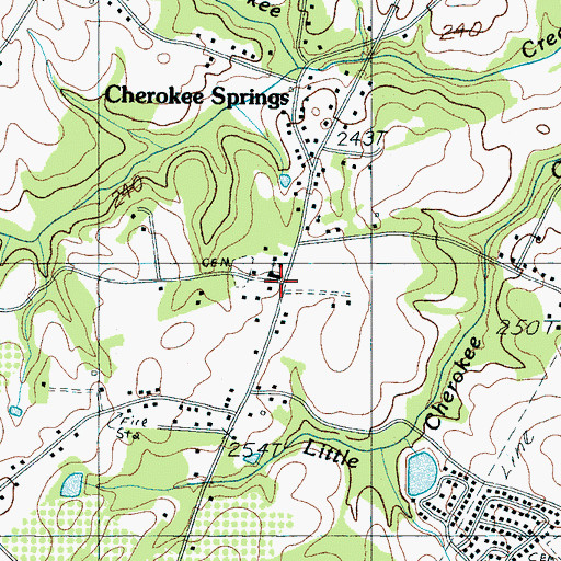 Topographic Map of Cherokee Springs Baptist Church, SC