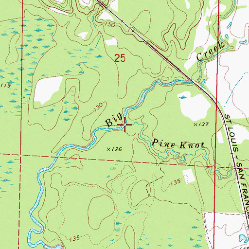 Topographic Map of Pine Knot Branch, AL