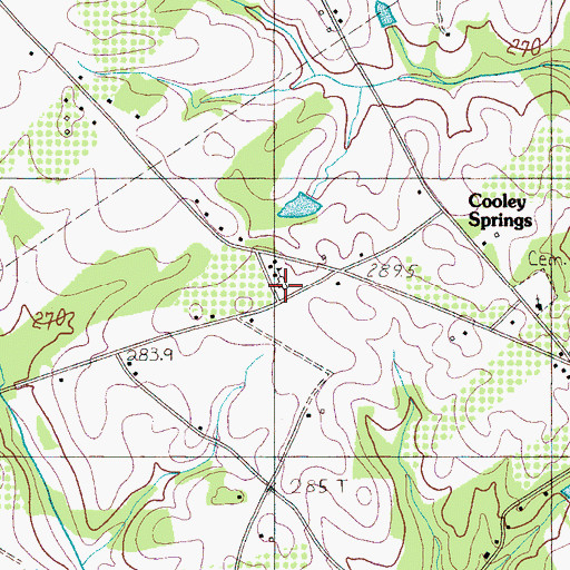 Topographic Map of Cooley Springs School (historical), SC