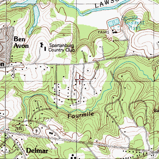 Topographic Map of Country Club Estates, SC