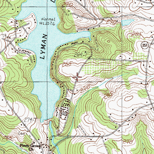 Topographic Map of Cove Subdivision, SC