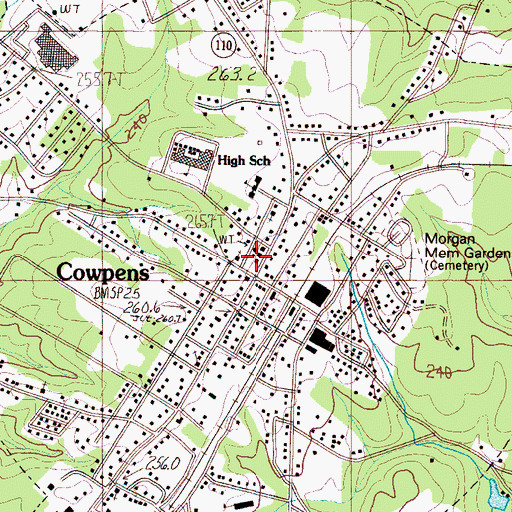 Topographic Map of Cowpens Post Office, SC