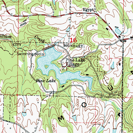 Topographic Map of Pine Lake Village, AL