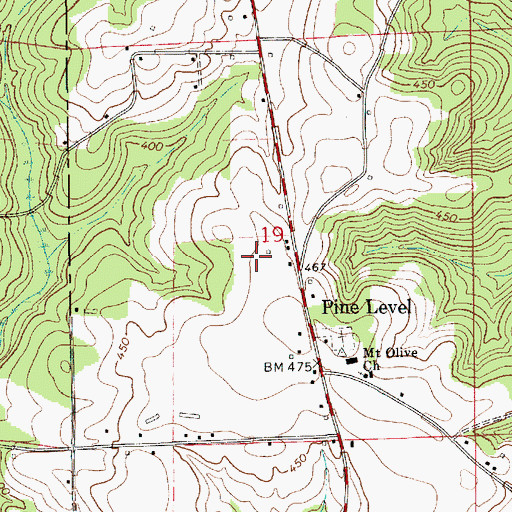 Topographic Map of Pine Level, AL