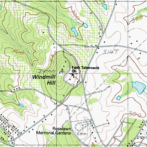 Topographic Map of Faith Tabernacle Church, SC