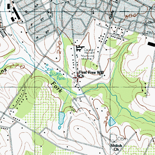 Topographic Map of First Free Will Church, SC