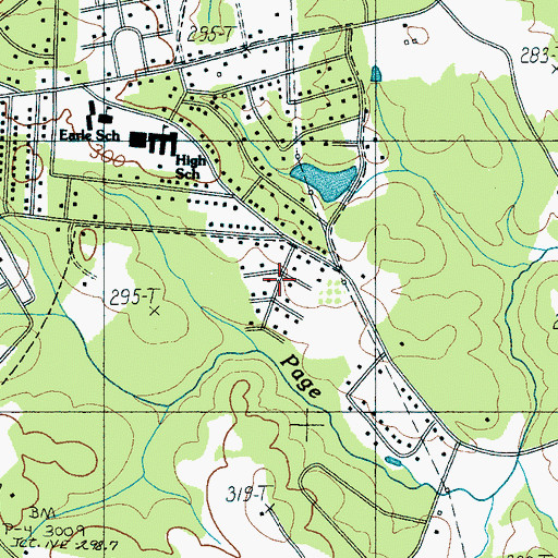 Topographic Map of Five Oaks, SC