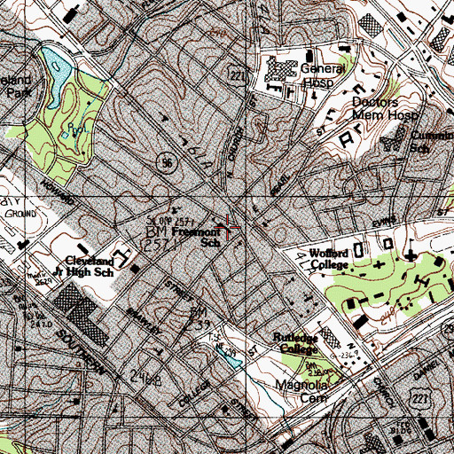 Topographic Map of Freemont School, SC