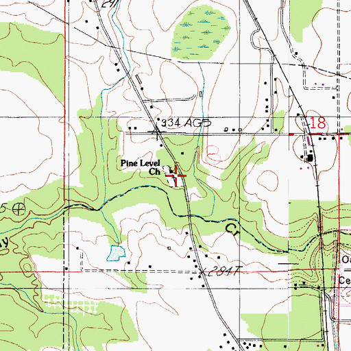 Topographic Map of Pine Level Church, AL