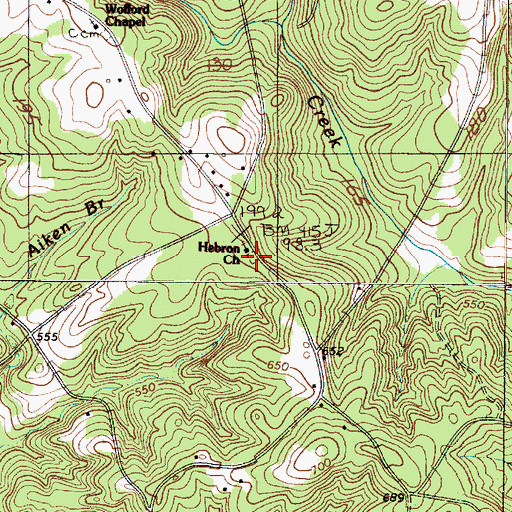 Topographic Map of Hebron United Methodist Cemetery, SC
