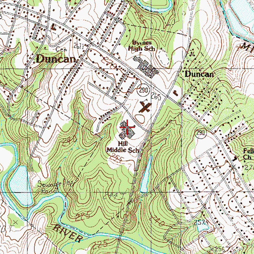 Topographic Map of Hill Middle School, SC