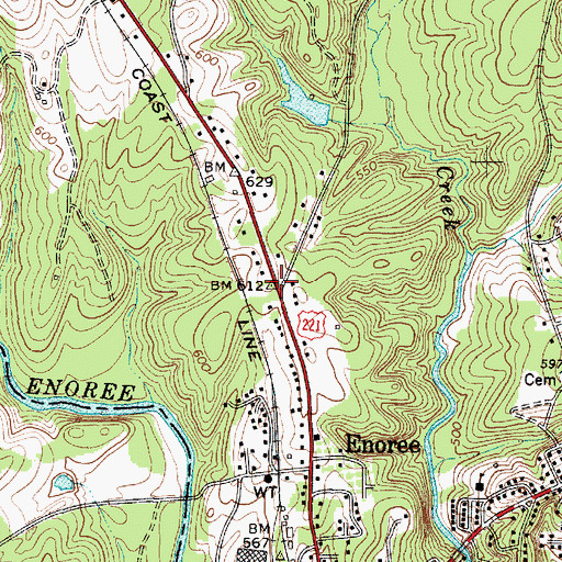 Topographic Map of Hillsville, SC