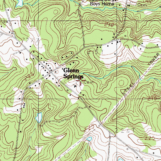 Topographic Map of Glen Springs Presbyterian Church Graveyard, SC