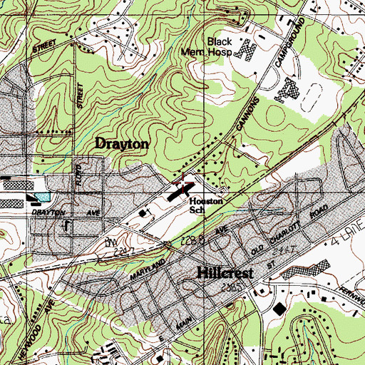 Topographic Map of Houston Elementary School, SC