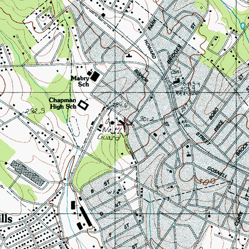 Topographic Map of Inman Elementary School, SC