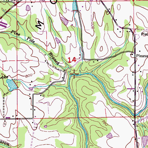 Topographic Map of Pine Pole Branch, AL