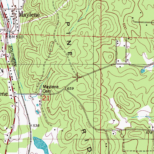 Topographic Map of Pine Ridge, AL