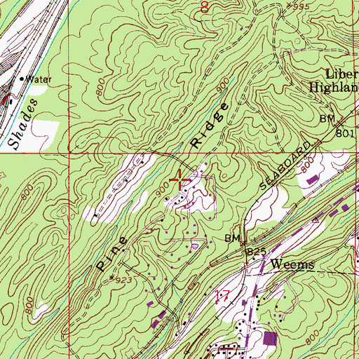 Topographic Map of Pine Ridge, AL