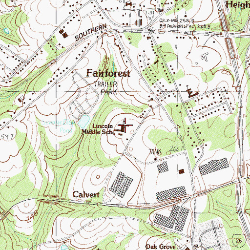 Topographic Map of Lincoln Middle School, SC