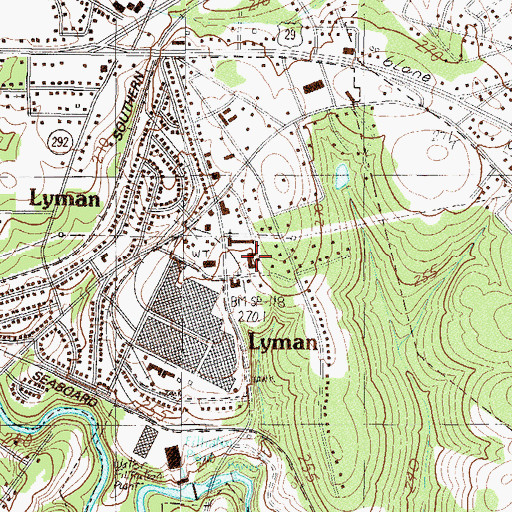 Topographic Map of Lyman Elementary School, SC