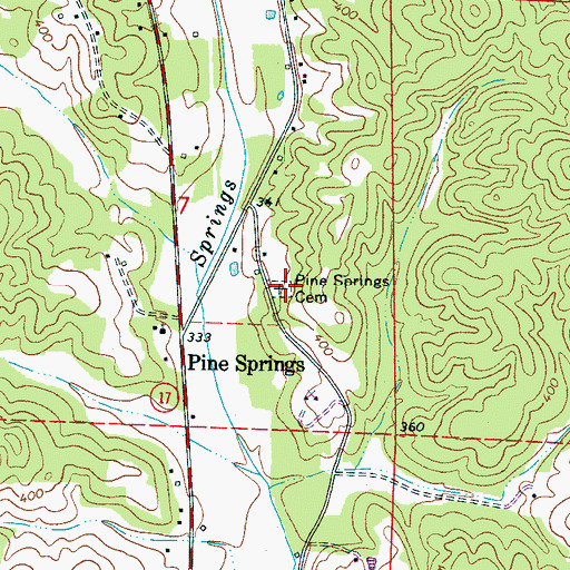Topographic Map of Pine Springs Cemetery, AL