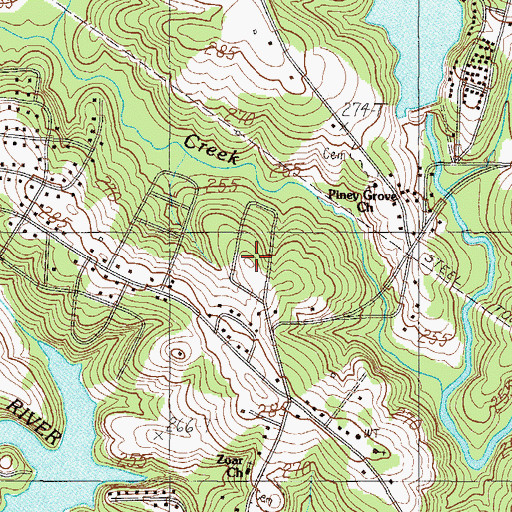 Topographic Map of Mink Creek Estates, SC