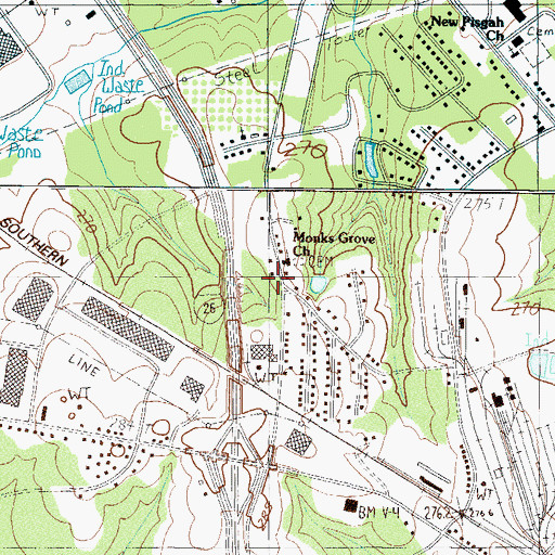 Topographic Map of Monks Grove School (historical), SC